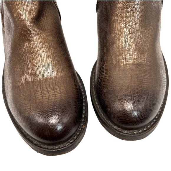 Modern Vintage Lucille Bronze Metallic Leather Burnished Ankle Boots Womens 39.5 - Picture 3 of 12
